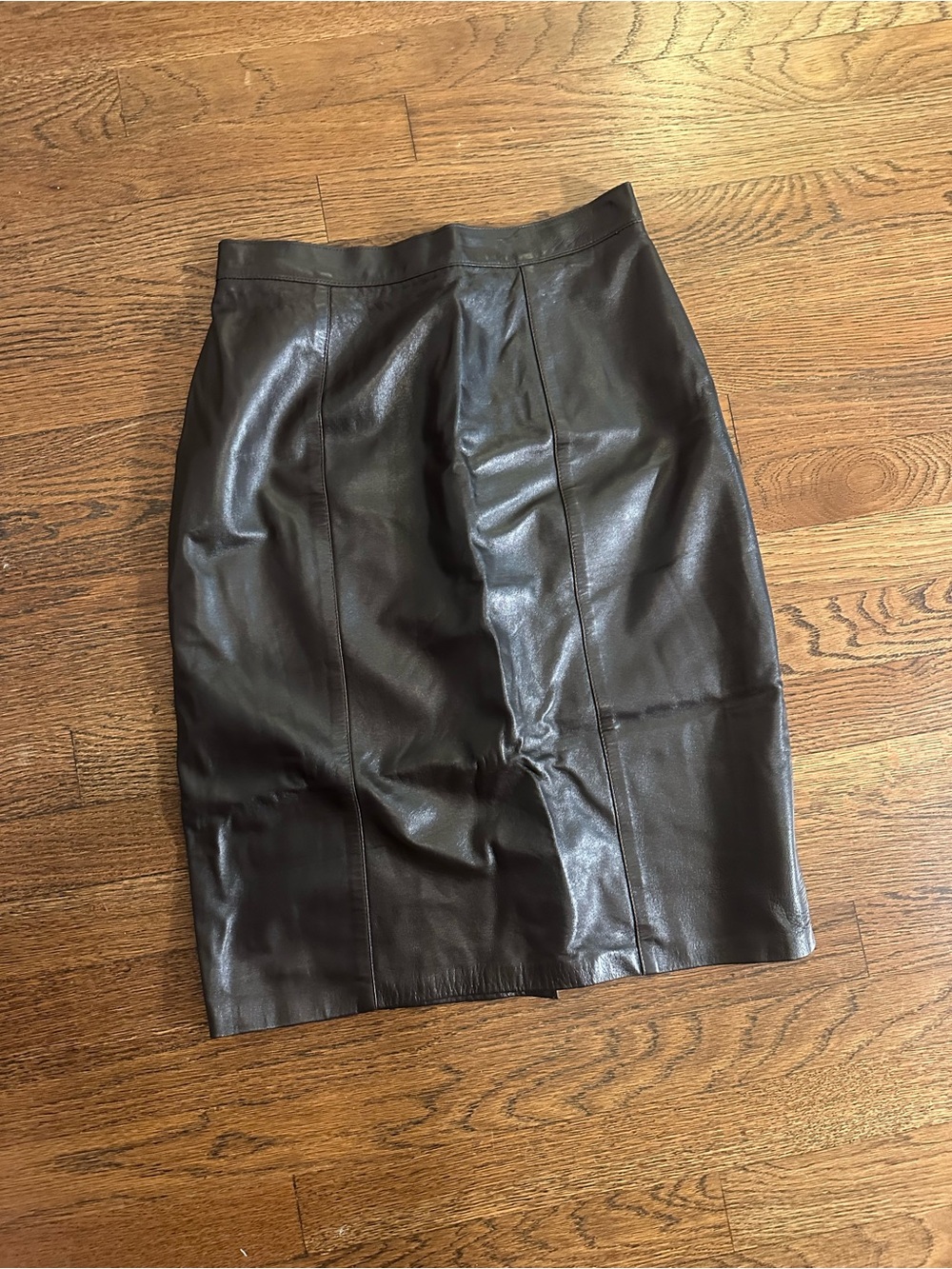Classic dark brown Leather Pencil Skirt